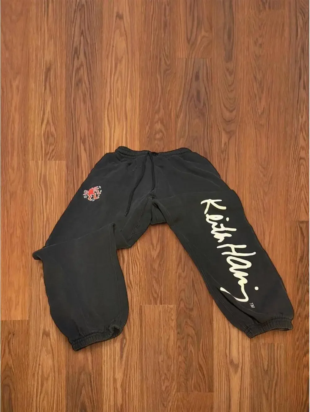 H&M Keith Haring Men's Sweatpants Size Small Black Rare Graphic Joggers Art